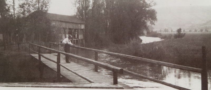 Ein Holzsteg von der Herrenmühle zur Saaleinsel (Fotoarchiv Leidner)